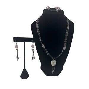 Cookie Lee 3 Piece Jewelry Set Necklace Earrings Bracelet Pink Beaded Accents